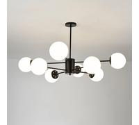 Lampadari,Padario in Vetro Opalino E27 Moderno Di Metà Secolo,Pada a Sospensisemi-Incassata,Pada a Sospensirustica da Fattoriar Soggiorno, Camera da Letto, Tavolo da Pranzo, Isola Della Cucina/Nero/8