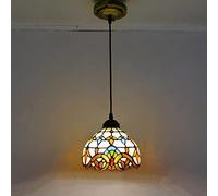 Lampadari Stile Tiffany, Lampadari a Sospensione A Soffitto in Vetro Colorato Barocco Per Soggiorno Camera Da Letto Cucina Corridoio, Lampadina E27, MAX40W,1