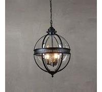 Lampadari vintage americani E14 Lampada retrò Globo trasparente Vetro Plafoniera in metallo Pittura Soggiorno Sala da pranzo Cafe Loft Lampada a sospensione Lampada a sospensione in metallo rustico