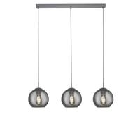 Lampadario 3 Fiamme B: 86 Cm E27 Vetro Metallo Design Retro