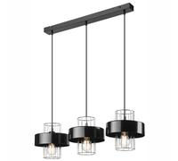 Lampadario 3 Fiamme Nero Cromo E27 B: 60 Cm Lampada A Sospensione Sala Da Pranzo