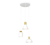 Lampadario 3 Luci Bragi Base Tonda Acciaio E Paralumi Forme Varie Bianco Oro