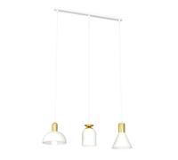 Lampadario 3 Luci Bragi In Acciaio Bianco E Paralumi Forme Varie Bianco Oro
