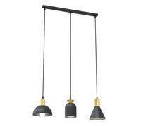 Lampadario 3 Luci Bragi In Acciaio Nero E Paralumi Forme Varie Nero Oro