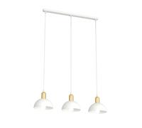 Lampadario 3 Luci Idunn In Acciaio Bianco E Oro Diffusori A Cupola