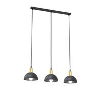 Lampadario 3 Luci Idunn In Acciaio Nero E Oro Diffusori A Cupola