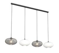 Lampadario 4 Luci Iris In Acciaio Nero Paralume Plissè Multicolor