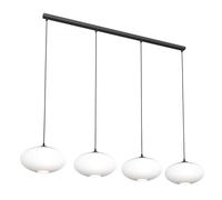 Lampadario 4 Luci Iris In Acciaio Nero Paralume Plissettato Bianco