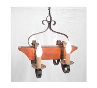 LAMPADARIO 4 LUCI WOOD TRONCHETTO LAMPADE LAMPIONE APPLIQUE PLAFONIERA CM.40