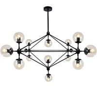 Lampadario a 15 luci - Illuminazione Moderna a Sospensione a soffitto con Fagiolo Magico con Paralume in Vetro Globo, Lampada a Sospensione Industriale,per l'arredamento della casa