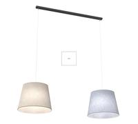 Lampadario A 2 Luci Okeanos Con Paralumi In Tessuto Beige E Grigio