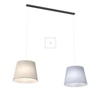 Lampadario A 2 Luci Osiride Con Paralumi In Tessuto Beige E Grigio