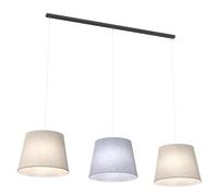 Lampadario A 3 Luci Okeanos Con Paralumi In Tessuto Beige E Grigio