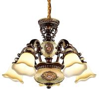 Lampadario a 5 teste Placcatura in stile europeo Lampadari a sospensione in lega di zinco e vetro - Lampada a sospensione moderna semplice e retrò Compatible with illuminazione domestica ,Lampadari