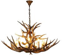 Lampadario a 8 luci in Resina a Forma di Corna di Cervo, Stile Rustico, Lampada a Sospensione a Forma di Corna di Cervo, Grande lampadario da soffitto con Corna finte da 94 cm per casa di ca