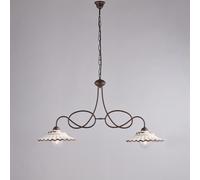 Lampadario a bilanciere classico in ferro battuto e ceramica 2 luci BON-679