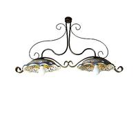 Lampadario a bilanciere rustico in ceramica siciliana 2 luci Stella per cucina,taverna, soggiorno salone