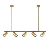 Lampadario a binario a 5 luci in ottone dorato Lampada a sospensione moderna a LED di metà secolo Kit di illuminazione a binario sospeso Vanity Illuminazione a binario lineare Isola della cucina Faret