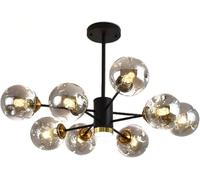 Lampadario A Bolle di Vetro A Grappolo di Rami Nordici Nordici Moderni Lampada da Soffitto A LED Nera Lampada A Sospensione Industriale per Cucina Sala da Pranzo Soggiorno, Black+Gray, 6 Light