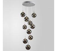 Lampadario a Bolle in Cristallo Color Ambra di metà secolo Moderno per soffitti Alti, lampadario a Sospensione in Stile Fattoria Industriale con Sfere Decorative in Vetro, Elegante illuminaz