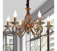 Lampadario A Candela Francese Lampada A Sospensione Antica Lampadario Ferro Vintage E14 Regolabile in Altezza Stile Country Soggiorno Camera Da Letto Sala Da Pranzo Lampada Da Soffitto Rustico