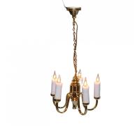 Lampadario A Candela In Ottone A 5 Bracci Oro 12V Elettrico Da Soffitto