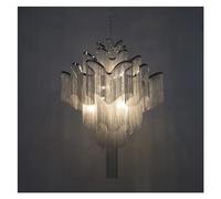 Lampadario A Catena In Alluminio Con Nappa, Lampadario Di Lusso, Scala In Argento E Oro, Plafoniera Compatibile Con La Decorazione Della Casa.,per la scala d'ingresso