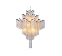 Lampadario A Catena In Alluminio Con Nappa, Lampadario Di Lusso, Scala In Argento E Oro, Plafoniera Compatibile Con La Decorazione Della Casa.,per la scala d'ingresso