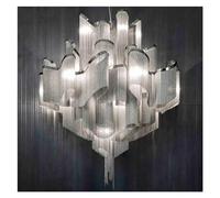 Lampadario A Catena In Alluminio Con Nappa, Lampadario Di Lusso, Scala In Argento E Oro, Plafoniera Compatibile Con La Decorazione Della Casa.,per la scala d'ingresso