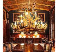 Lampadario a Corna di Cervo a Doppio Strato, Stile Country retrò Lampadario a Corna di Cervo, 8+4 luci, portacandele a Corna Base E12, lampade a Corna per caffè, Bar, Cucina (15 co
