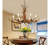 Lampadario a Corna di Cervo, plafoniera in Resina a Forma di Corno di Cervo con 6 portalampade, Lampada a Sospensione Vintage, apparecchio di Illuminazione in Stile Rustico a Forma di Corna