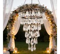 Lampadario a energia solare da appendere, per esterni, giardino, luci decorative a LED e striscia LED da 1,5 m, impermeabile, per Natale, giardino, cortile, patio, gazebo, feste, matrimoni, 6 ripiani