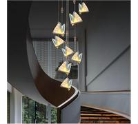 Lampadario a farfalla lungo, luci rotanti for scale, illuminazione a LED duplex for ville, compatibile con il soggiorno,semplice e bello