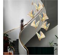 Lampadario a farfalla lungo, luci rotanti for scale, illuminazione a LED duplex for ville, compatibile con il soggiorno,semplice e bello