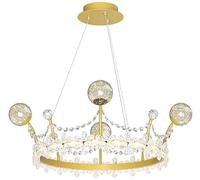 Lampadario a Forma di Fiore in Cristallo Dorato da 23,6 Pollici con filamento di Filo, Sfera di Vetro, lampadario a Forma di Corona da Principessa per Camera da Letto delle Ragazze