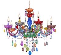 Lampadario a forma di ragno, cromo/acrilico, illuminazione multicolore per la camera da letto dei bambini, luce creativa in cristallo color caramella, lampadario a candela da caffè per hotel e ristora