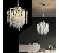 Lampadario a Forma di Ramo d'albero, Argento, D30 cm, Moderno, Rotondo, con Gocce di Pioggia, in Cristallo, per Isola Cucina, Sala da Pranzo, Camera da Letto