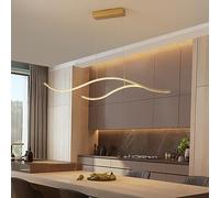Lampadario a LED a Onda Lineare per Isola Cucina Sala da Pranzo Dimmerabile Nero Minimalismo Lunga Striscia Sospesa Luce Contemporanea per Soggiorno Ristorante Bar/D/100 * 18Cm(39 * 7Inch)