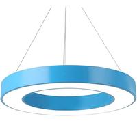 Lampadario a LED colorato per asilo, luci a sospensione circolari cave, cerchio verde giallo, lampada a sospensione, ufficio, scuola, aula, soffitto, luce rotonda, luce calda 3000K, blu, 60 cm