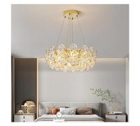 Lampadario a LED di lusso compatibile con soggiorno, camera da letto, sala da pranzo, design romantico rotondo in oro, lampada a sospensione in vetro artistico,luce soffusa