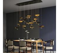 Lampadario a LED for scale a più teste in rame nero e oro, modello Lotus, 2025, for illuminazione di ville, lampade a sospensione for interni case ,Plafoniere da soffitto(Cool Light,17 lights)