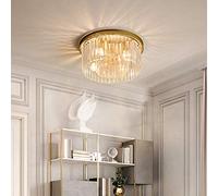 Lampadario a LED in Cristallo Dorato Durevole Lampada da soffitto a LED Europea Sala da Pranzo Studio Camera da Letto Rotonda Luce Calda 40 * 40 * 20 cm Lampadario Lampadario Paralume