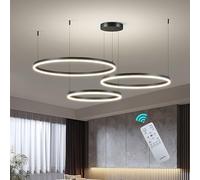 Lampadario a LED moderno con telecomando regolabile in altezza Plafoniera in acrilico dimmerabile Penna rotondaLampada dant per sala da pranzo Elegante illuminazione a sospensione Anelli in alluminio