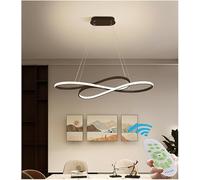 Lampadario a LED moderno e minimalista a spirale lunga e attorcigliata da 75 W, con luce a sospensione integrata in oro e nero con finitura cromata, lampadario a sospensione contemporaneo per sala da