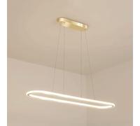 Lampadario a LED moderno per sala da pranzo Isola cucina lampada a sospensione in metallo dorato con slim sospensioni lineari Luci di caduta di goccia da 31,5 "Luce a sospensione ad anello lungo