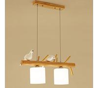 Lampadario a Pendente Leggera retrò in Legno 3 Design Industriale con Paralume di Vetro per Illuminazione del soffitto della Camera da Letto (Due lampadari)