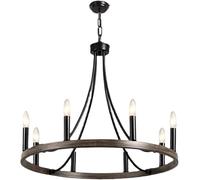Lampadario a ruota del vagone nero diam 23.62 pollici, candele di ferro in metallo 6 luci lampadario ad anello a colori per grano coltivazione, lampada a sospensione a soffitto a LED Made in China