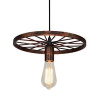 Lampadario a ruota di carro Lampadario vintage industriale in metallo Retro rustico Lampada a sospensione a soffitto per cucina a soppalco Sala da pranzo Ufficio Ristorante Bar Cafe Illuminazione