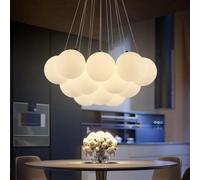 Lampadario a sfera a bolle di vetro bianco, lampada a sospensione, luce a ciondolo a LED, camera creativa per bambini soggiorno sala da pranzo camera da letto abbigliamento per camera da letto