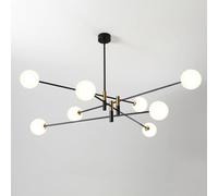 Lampadario a soffitto a LED per Cucina, 8 luci, Moderno, a Bolla di Vetro, Stile Sputnik, Nero e Oro, Lampada a Sospensione Industriale, Vintage per Camera da Letto, Soggiorno, Sal